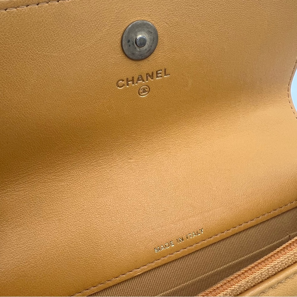 Chanel 19 Wallet On Chain Lambskin mustard yellow shoulder bag❤️ - Picture 10 of 13